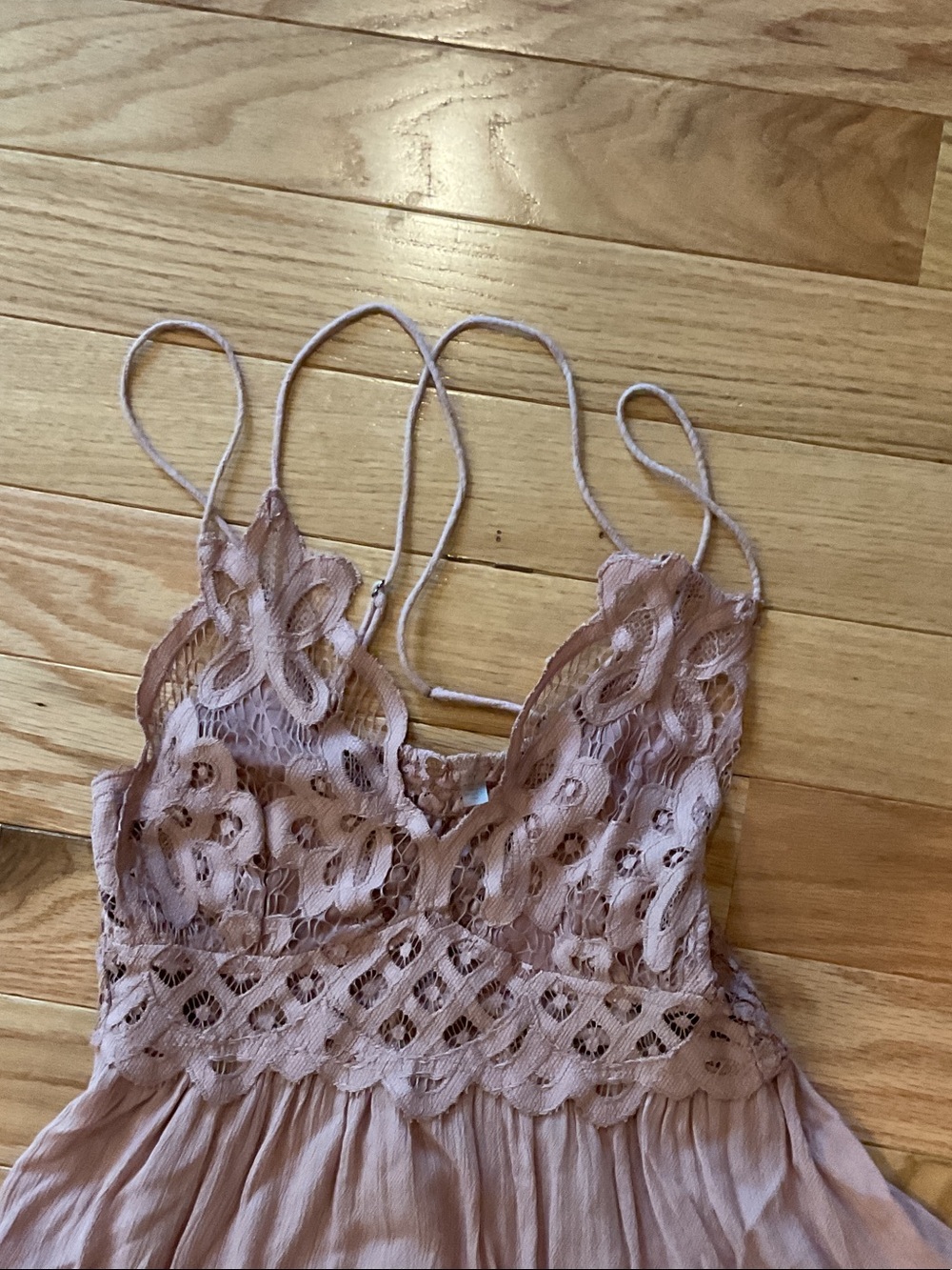Free People Adella Slip Dress Lace-Trim Pleated Mini Blush Pink small whimsigoth - Picture 4 of 14